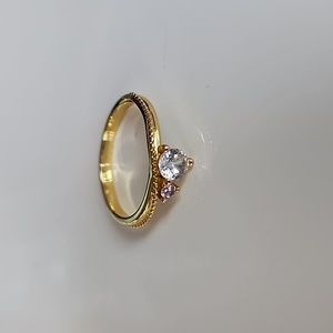 Cubic Zirconia pink Geometric minimalist gold band ring size 7